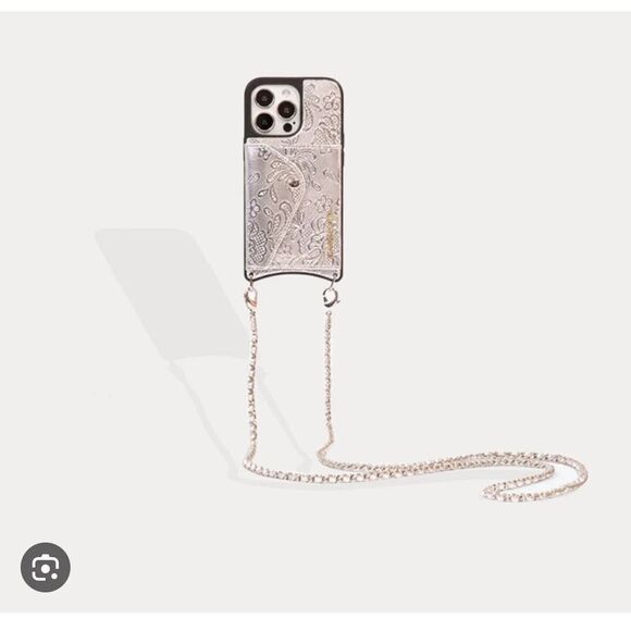 Bandolier 13 pro metallic silver lily lace crossbody iphone case/belt/strap set